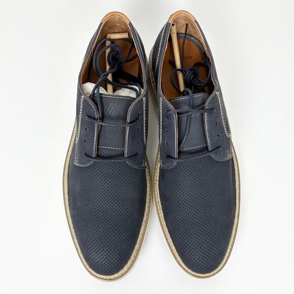 Johnston & Murphy Upton Perforated Plain Toe Hybrid Oxfords Blue Nubuck Size 13 - Picture 2 of 11